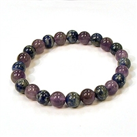 CR11-CRB178-A-8mm TWO COLO STONE BRACELET IN AMETHYST & LAPIS