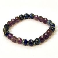 CR11-CRB178-B-8mm TWO COLOR STONE BRACELET IN AMETHYST & LAPIS