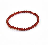 CR12-S 4mm STONE BRACELET IN RED AGATE IN 7" (S)