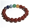 CR12-7-10mm- 7 CHAKRA STONE BRACELET IN RED AGATE