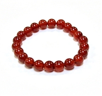 CR12-S 8mm STONE BRACELET IN RED AGATE IN 7" (S)