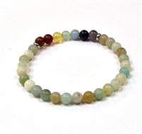 CR14-7 6mm 7 CHAKRA STONE BRACELET IN AMAZONITE