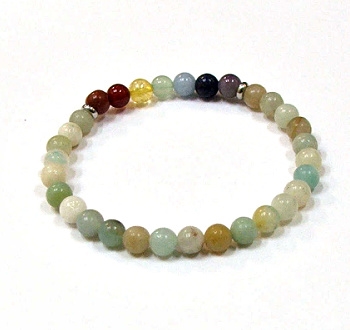 CR14-7 6mm 7 CHAKRA STONE BRACELET IN AMAZONITE