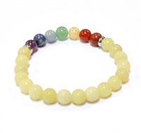 CR-22-7 8mm 7 CHRKRA STONE BRACELET IN LEMON