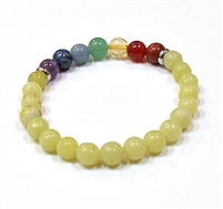 CR-22-7 8mm 7 CHRKRA STONE BRACELET IN-LEMON