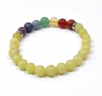 CR-22-7 8mm 7 CHRKRA STONE BRACELET IN-LEMON