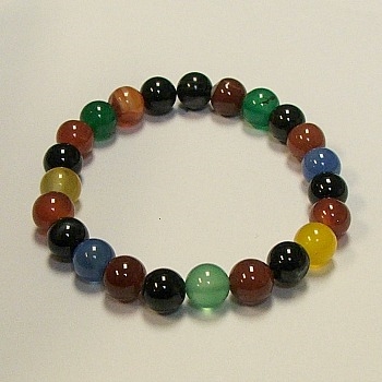 CR28-8mm  STONE BRACELET IN RAINBOW DYED COLOR AGATE