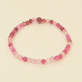 CR33-4mm STONE BRACELET IN DYED RED ROSE AGATE