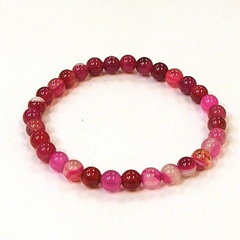 CR33-6mm STONE BRACELET IN DYED RED ROSE AGATE