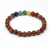 CR-40-7 8mm CHAKRA STONE BRACELET IN GOLDSTONE