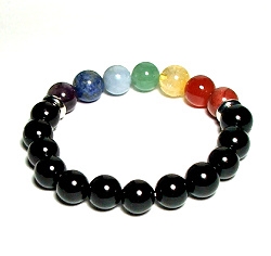 CR44-7 10mm 7 CHAKRA STONE BRACELET IN ONYX