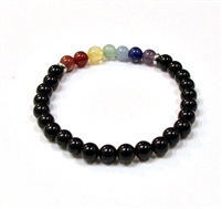 CR44-7 6mm 7 CHAKRA STONE BRACELET IN ONYX