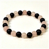 CR44-CR56-A-8mm TWO COLOR STONE BRACELET IN ONYX & ROSE QUARTZ