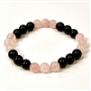 CR44-CR56-B-8mm TWO COLOR STONE BRACELET IN ONYX & ROSE QUARTZ