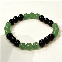 CR44-CR57-B-8mm TWO COLOR STONE BRACELET IN ONYX & AVENTURINE