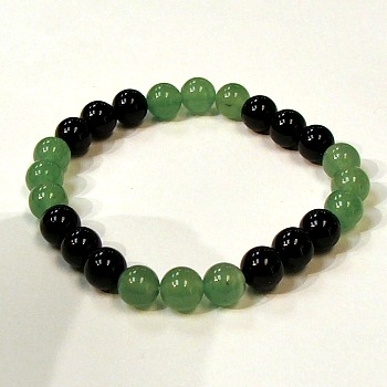 CR44-CR57-B-8mm TWO COLOR STONE BRACELET IN ONYX & AVENTURINE