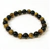 CR44-CR60-A-8mm TWO COLOR STONE BRACELET IN ONYX & TIGER EYE