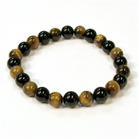 CR44-CR60-A-8mm TWO COLOR STONE BRACELET IN ONYX & TIGER EYE