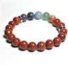 CR46-7-10mm- 7 CHAKRA STONE BRACELET IN RED JASPER