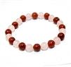 CR46-CR56-A-8mm TWO COLOR STONE BRACELET IN RED JASPER & ROSE QUARTZ