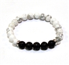 CR48-CRB299-5B 8mm TWO COLOR STONE BRACELET IN HOWLITE & LAVA BEAD