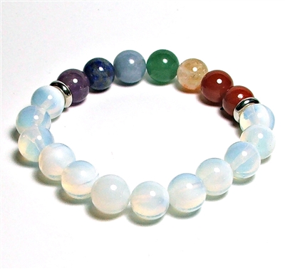 CR50-7-10mm- 7 CHAKRA STONE BRACELET IN OPALITE