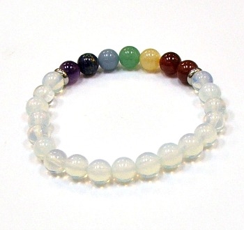 CR-50-7 8mm CHAKRA STONE BRACELET IN OPALITE