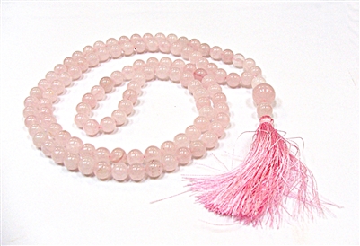 CR56-108-8mm MALA BEADS IN ROSE QUARTZ