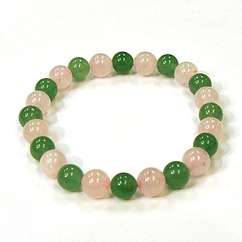 CR56-CR57-A-8mm TWO COLOR STONE BRACELET IN  ROSE QUARTZ & AVENTURINE