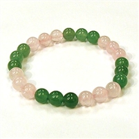 CR56-CR57-B-8mm TWO COLOR STONE BRACELET IN ROSE QUARTZ & AVENTURINE