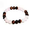 CR56-CR60-B-8mm TWO COLOR STONE BRACELET IN ROSE QUARTZ & TIGER EYE