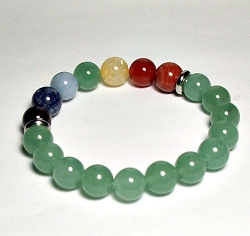 CR57-7 10mm 7 CHAKRA STONE BRACELET IN AVENTURINE