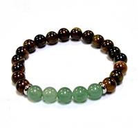 CR57-CR60-5A 8mm TWO COLOR STONE BRACELET IN AVENTURINE  & TIGER EYE