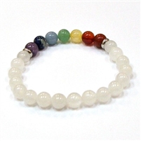 CR-59-7 8mm 7 CHAKRA STONE BRACELET IN WHITE JADE