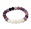 CR59-CRB523-5A 8mm TWO COLOR STONE BRACELET IN WHITE JADE & LIPEDOLITE