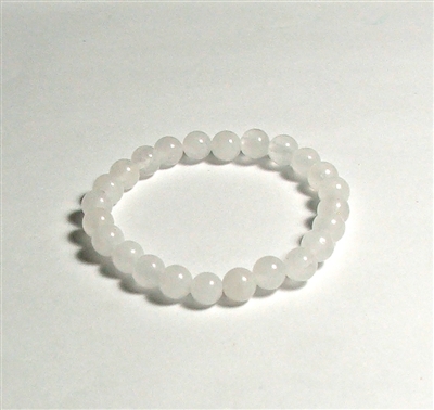 CR59-XS 6mm STONE BRACELET IN WHITE JADE 6.1" {XS}