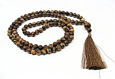 CR60-108-8mm MALA BEADS IN TIGER EYE