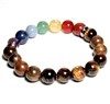 CR60-7 10mm 7 CHAKRA STONE BRACELET IN TIGER EYE