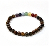 CR60-7 6mm 7 CHAKRA STONE BRACELET IN TIGER EYE