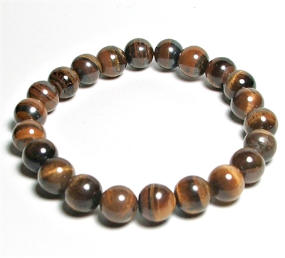 CR60-L 10mm STONE BRACELET IN TIGER EYE in 8 1/2"