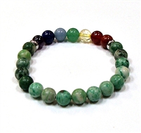 CR-77-7 8mm 7 CHRKRA STONE BRACELET IN-QINGHAI JADE