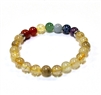 CRB-105-7 8mm  7 CHAKRA STONE BRACELET IN GOLDEN CITRINE