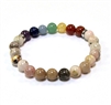 CRB-120-7 8mm 7 CHAKRA STONE BRACELET IN PINK OPAL