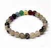 CRB-149-7 8mm 7 CHRKRA STONE BRACELET IN-TOURMALITED QUARTZ