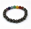 CRB-152-7 8mm 7 CHAKRA STONE BRACELET IN HEMATITE