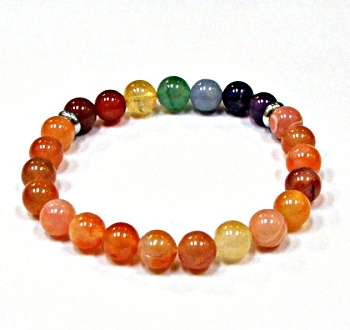 CRB-233-7 8mm CHAKRA STONE BRACELET IN MADAGASCAR  CARNELIAN AGATE