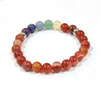 CRB-553-7 8mm CHAKRA STONE BRACELET OM RED AGATE