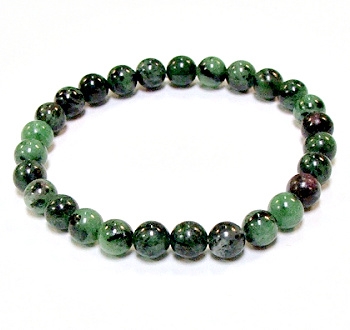 CRB104-L 8mm STONE BRACELET IN RUBY ZOISITE IN 8 1/2"