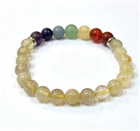 CRB-105-7 8mm 7 CHRKRA STONE BRACELET IN-GOLDEN CITRINE