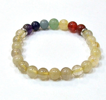 CRB-105-7 8mm 7 CHRKRA STONE BRACELET IN-GOLDEN CITRINE